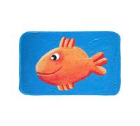 Tapis enfant 70x95 rectangle tissé bleu DOUX PO
