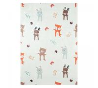 Tapis enfant 80x150 rectangle tissé crème motif animaux FORET