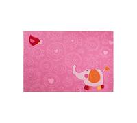 Tapis enfant 90x160 rectangle fait main en acrylique rose HAPPY FIL