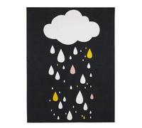 Tapis enfant 95x125 rectangle tissé noir RAINDROPS