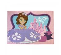 Tapis enfant 95x133 rectangle tissé rose motif princesse SOFIA C