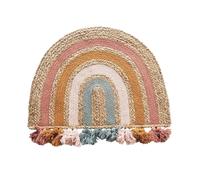 Tapis enfant arc-en-ciel à pompons en jute 72x52cm