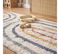 Tapis Enfant Arc-en-ciel, Tapis Intérieur Crème Et Multicolore, Poils Longs Shaggy Multicolore 80X150