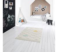 Tapis Enfant Bateau, Tapis rectangulaire à Poils Courts, idéal pour la Chambre d'enfant - Salle de Jeu, Facile d'entretien - résistant aux tâches, Polypropylène, 120x170 cm, Gris