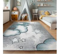 Tapis enfant doux Bear nuage étoiles - Marque - Modèle - Gris - Rectangle - 160x230 cm