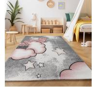 Tapis enfant doux Bear nuage étoiles motif tapis rectangle rond gris rose blanc [160x230 cm]