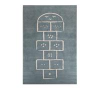 Tapis Enfant Doux Et Ludique Marelle Bleu Naturel 80X150