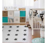 Tapis Enfant Fait Main En Coton Etoile Blanc Diam 140cm