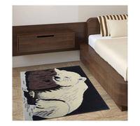 Tapis Enfant Fait Main En Laine Ours Beige 60X90