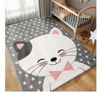 Tapis enfant fille chat CARPETTEX - Rose - 160x230 cm - Synthétique - Motifs étoiles - Intérieur