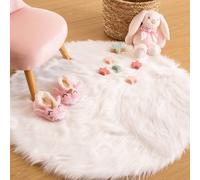 Tapis Enfant Imitation Fourrure - Yver Blanc Diam 90cm