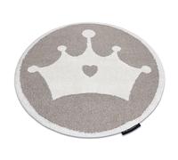 Tapis enfant moderne JOY Cercle Crown couronne pour enfants - structurel deux niveaux de polaire beige / crème cercle 160 cm