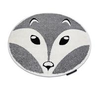 Tapis enfant moderne JOY Cercle Fox renard pour enfants - structurel deux niveaux de polaire gris / crème cercle 120 cm