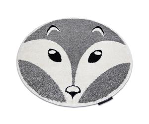 Tapis enfant moderne JOY Cercle Fox renard pour enfants - structurel deux niveaux de polaire gris / crème cercle 160 cm