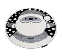 Tapis enfant moderne JOY Cercle Santa Père Noël pour enfants - structurel deux niveaux de polaire noir / crème cercle 160 cm