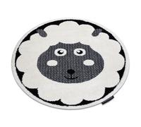 Tapis enfant moderne JOY Cercle Sheep mouton pour enfants - structurel deux niveaux de polaire crème / noir cercle 120 cm