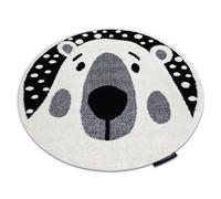 Tapis enfant moderne JOY Cercle Teddy ours mouton pour enfants - structurel deux niveaux de polaire crème / noir cercle 160 cm