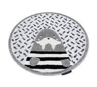 Tapis enfant moderne JOY Cercle Walrus Morse pour enfants - structurel deux niveaux de polaire gris / crème cercle 120 cm