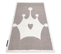 Tapis enfant moderne JOY Crown couronne pour enfants - structurel deux niveaux de polaire beige / crème 120x170 cm