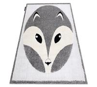 Tapis enfant moderne JOY Fox renard pour enfants - structurel deux niveaux de polaire gris / crème 160x220 cm