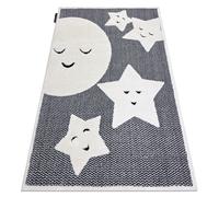 Tapis enfant moderne JOY Moon Lune pour enfants - structurel deux niveaux de polaire gris / crème 140x190 cm