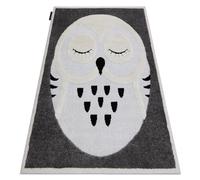 Tapis enfant moderne JOY Owl Hibou pour enfants - structurel deux niveaux de polaire gris / crème 120x170 cm