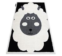 Tapis enfant moderne JOY Sheep mouton pour enfants - structurel deux niveaux de polaire crème / noir 120x170 cm