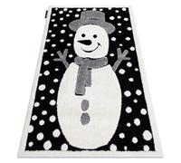 Tapis enfant moderne JOY Snowman bonhomme de neige pour enfants - structurel deux niveaux de polaire noir / crème 120x170 cm