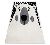 Tapis enfant moderne JOY Teddy ours mouton pour enfants - structurel deux niveaux de polaire crème / noir 120x170 cm