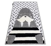 Tapis enfant moderne JOY Walrus Morse pour enfants - structurel deux niveaux de polaire gris / crème 140x190 cm