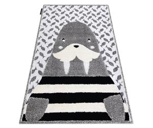 Tapis enfant moderne JOY Walrus Morse pour enfants - structurel deux niveaux de polaire gris / crème 140x190 cm