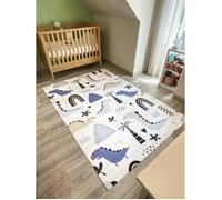 Tapis Enfant - NAZAR RUGS - Happy - Dinosaure - 160x230 cm - Bleu