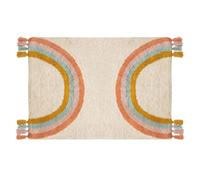 Tapis enfant rectangulaire à pompons Arc en ciel - 100 x 150 cm - Multicolore