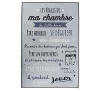 Tapis Enfant ""Règles de la Chambre"" 60x90cm Gris