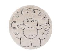 Tapis Enfant Rond Doux Et Épais Petit Mouton Beige Sable Diam 120cm