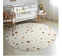 Tapis Enfant Rond - THE CARPET - Beat Kids - Crème - 120x120 cm - Facile d'entretien