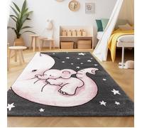 Tapis enfant - SIMPEX - Elephant Star - Rond - Gris Rose Blanc - 100% polypropylène - Oeko-Tex Standard 100