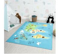 Tapis enfant - THE CARPET - Happy Kids - Bleu - 160x220 cm - Antidérapant
