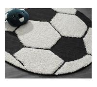 Tapis enfant - THE CARPET - Kayra Kids - Noir/Crème - 80x80 cm - Rond