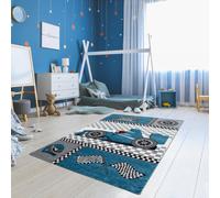 Tapis Enfant Tissé Kid Race Bleu 80X150