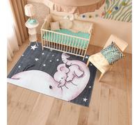 Tapis Enfant Tissé Motif Animaux Elephant Rose 160X230