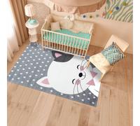 Tapis Enfant Tissé Motif Animaux Kid Chat Rose 120X170