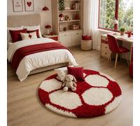 Tapis Enfant Tissé Shaggy Foot Rouge 100X100