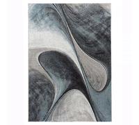tapis entrée 40x60 tissé bleu et gris rectangle motif géométrique LYN8 MADILA