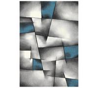 tapis entrée 40x60 tissé turquoise rectangle motif géométrique LYN8 ULTIMA