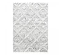 tapis entrée 60x110 tissé gris et blanc rectangle motif scandinave PISTIOUM