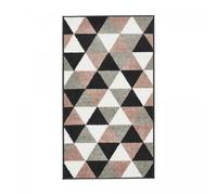 tapis entrée 60x110 tissé gris et noir rectangle motif géométrique KARCA