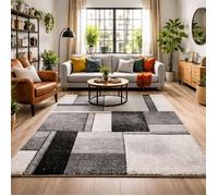 tapis entrée 60x110 tissé gris rectangle motif géométrique LYN8 GEOME