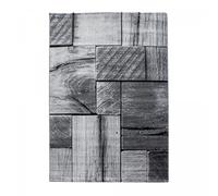 tapis entrée 80x150 tissé gris clair et gris foncé rectangle motif géométrique