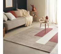 tapis entrée 80x150 tissé mauve et rose rectangle motif géométrique ECHO 2